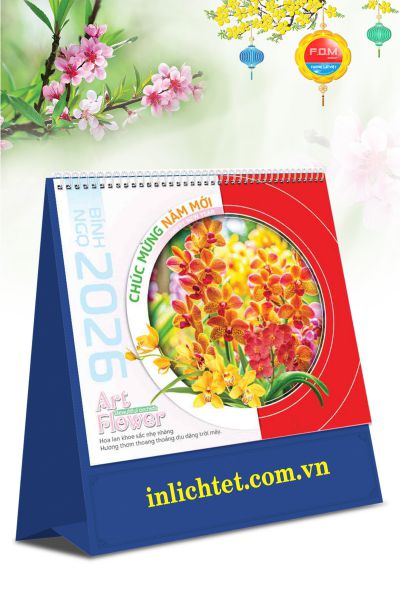 in Lịch bàn đứng Nghệ Thuật Cắm Hoa