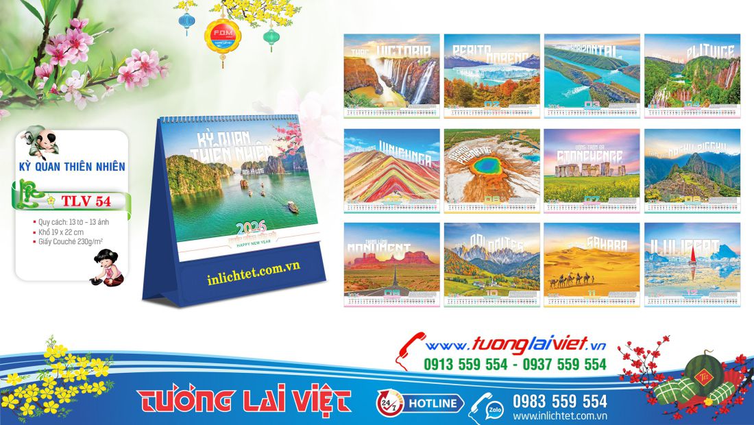 Mẫu Lịch bàn đứng Cảnh Đẹp Thế Giới