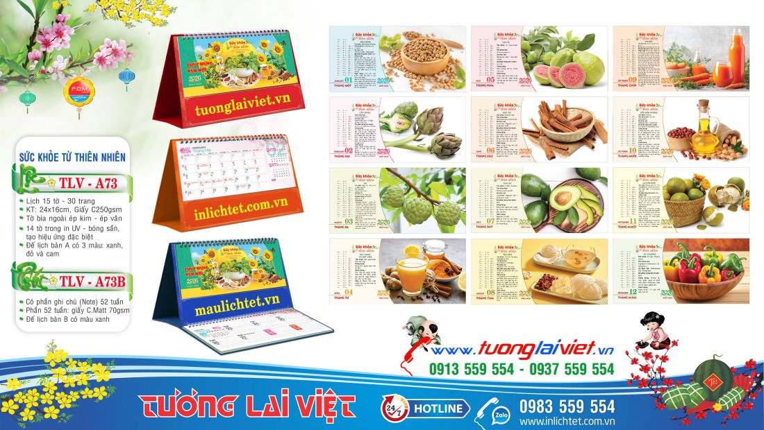 Mẫu Lịch để bàn Cây Thuốc Sức Khoẻ