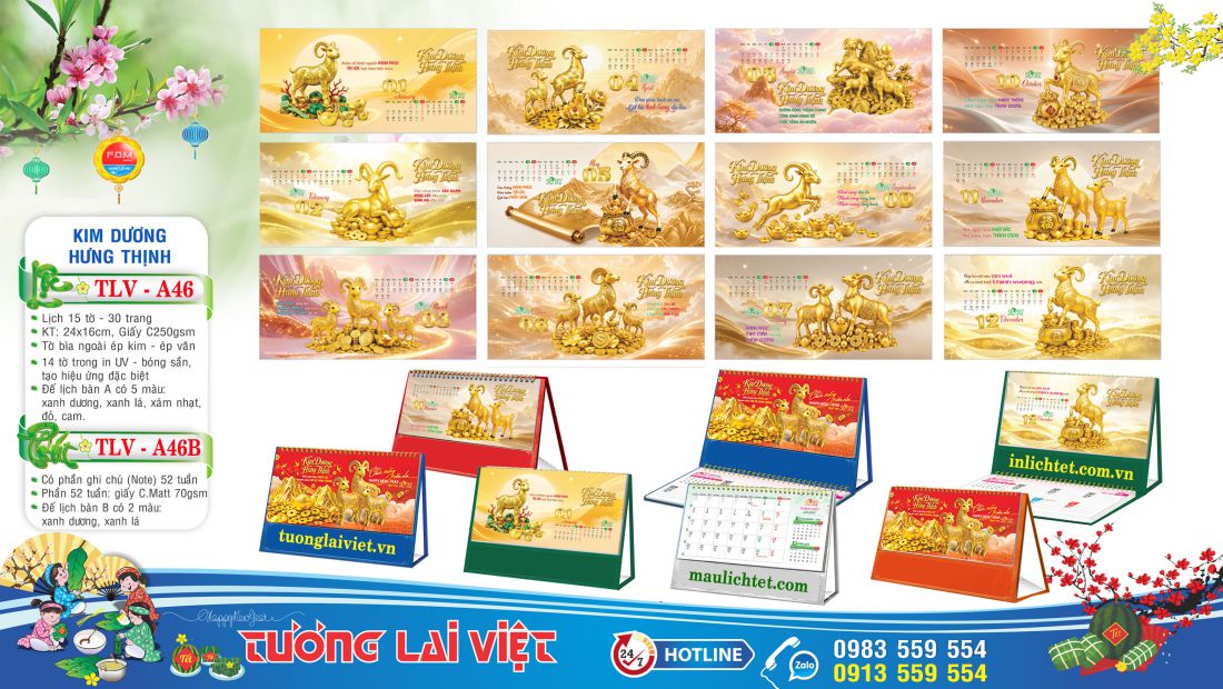 Mẫu Lịch để bàn Khai Xuân Đại Cát