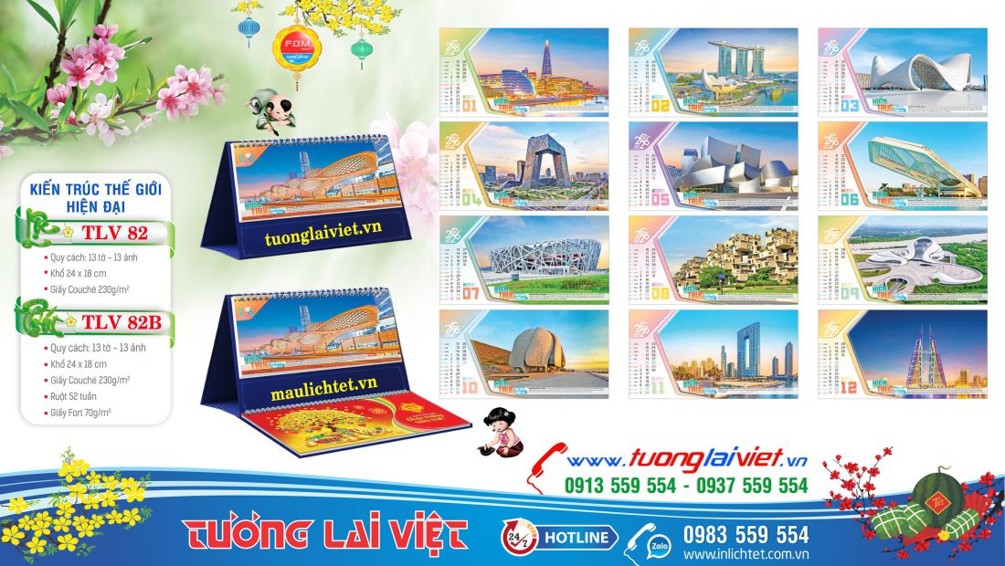 Mẫu Lịch để bàn Kiến Trúc Thế Giới