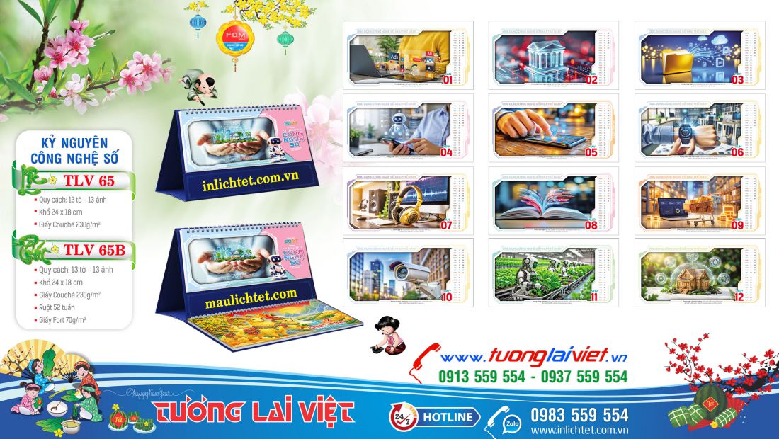 Mẫu Lịch để bàn Kỷ Nguyên Công Nghệ
