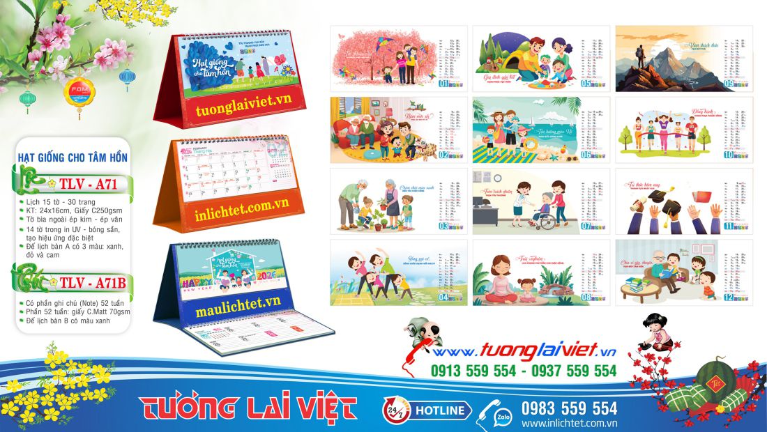 Mẫu Lịch để bàn Ký Ức Tuổi Thơ