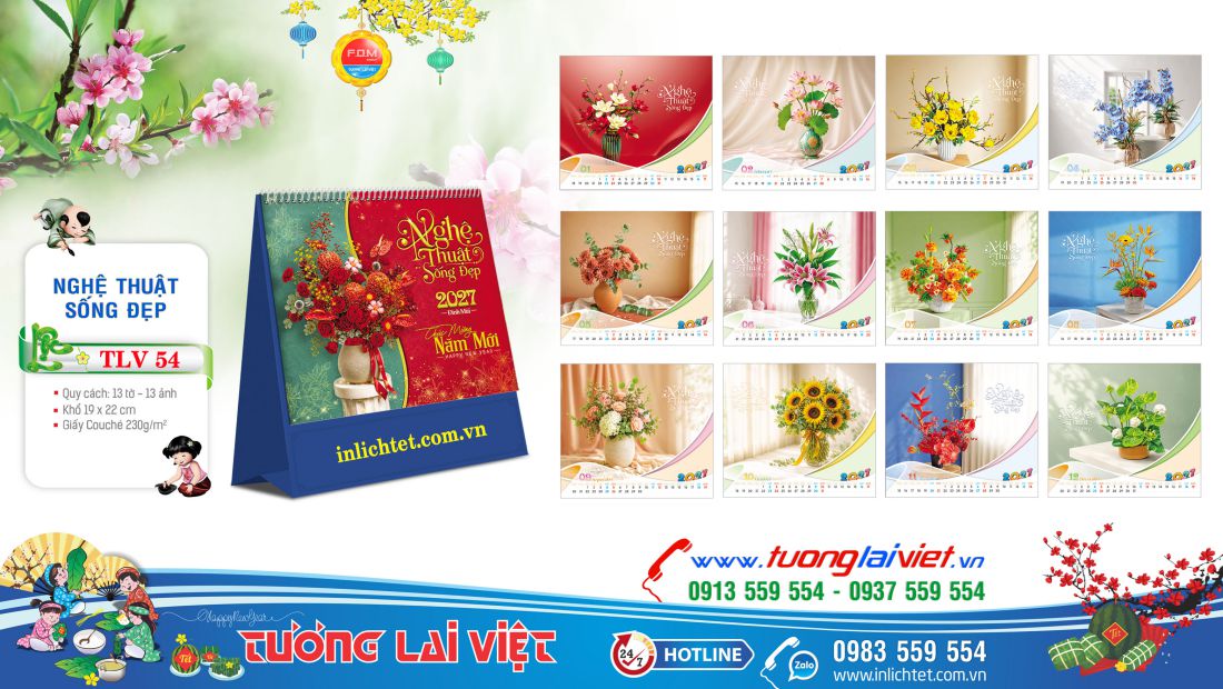 Mẫu Lịch để bàn Nghệ Thuật Sống