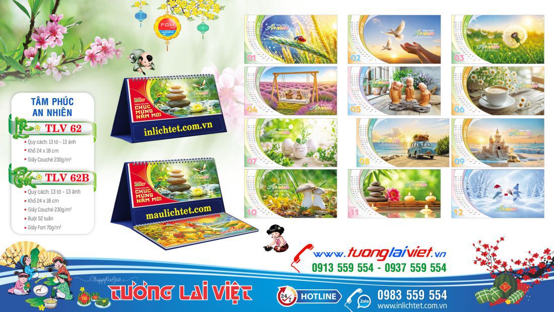 Mẫu Lịch để bàn Sống Đẹp Mỗi Ngày