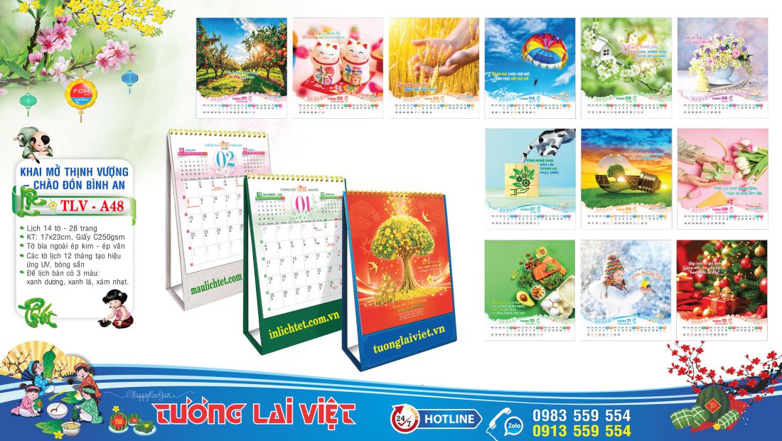 Mẫu Lịch để bàn Tết An Khang