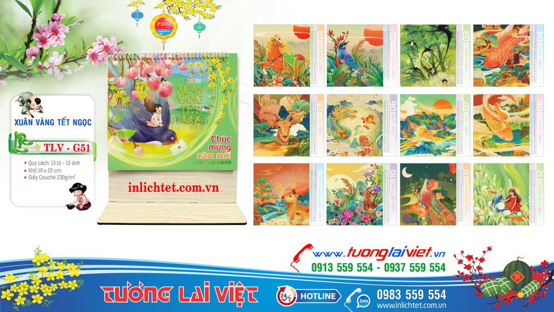 Mẫu Lịch gỗ để bàn Tết An Khang